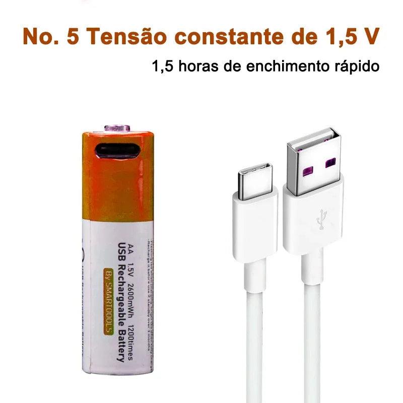 Kit 2 baterias AA recarregáveis 2600mAh - Prime Compra